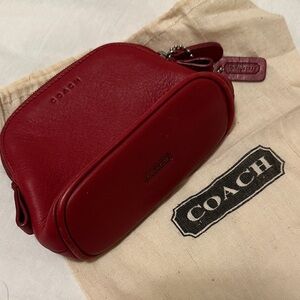 Coach - Cherry Red Leather zippered pouch with Coach Tag